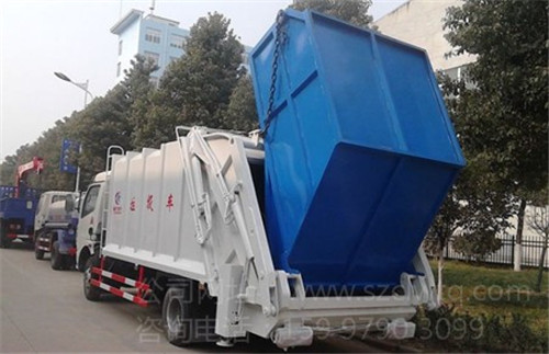 6方国四东风多利卡压缩式垃圾车带摆臂功图片展示 6方国四东风多利卡压缩式垃圾车带摆臂功图片展示