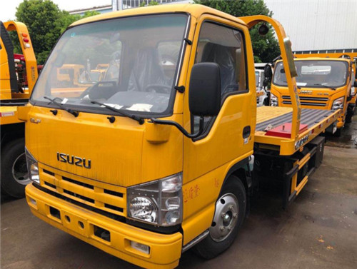 蓝牌五十铃100P (黄色)一拖二平板清障车 蓝牌五十铃100P (黄色)一拖二平板清障车